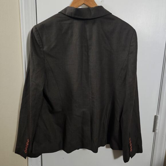 Ann Taylor Loft Brown Blazer Jacket Wool Sz 16 Two Button Peak Lapel Academic - Picture 6 of 6